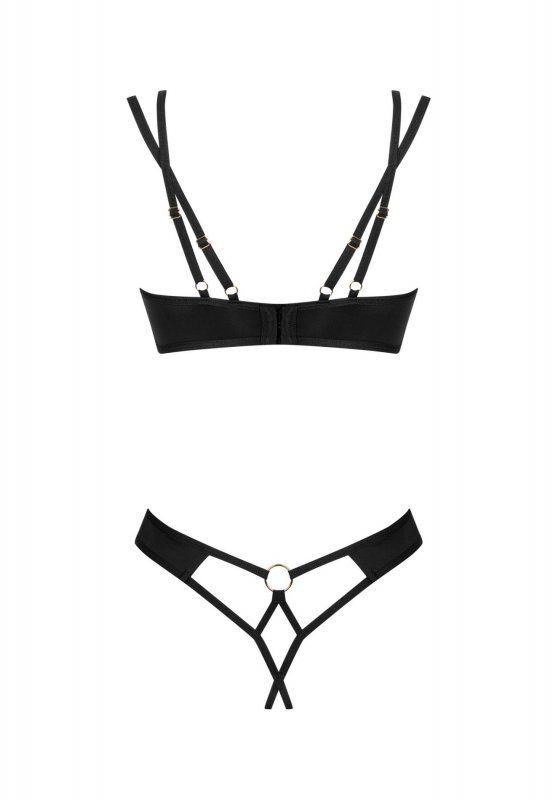 Obsessive Nesari komplet 2-częściowy otwarty czarny M/L