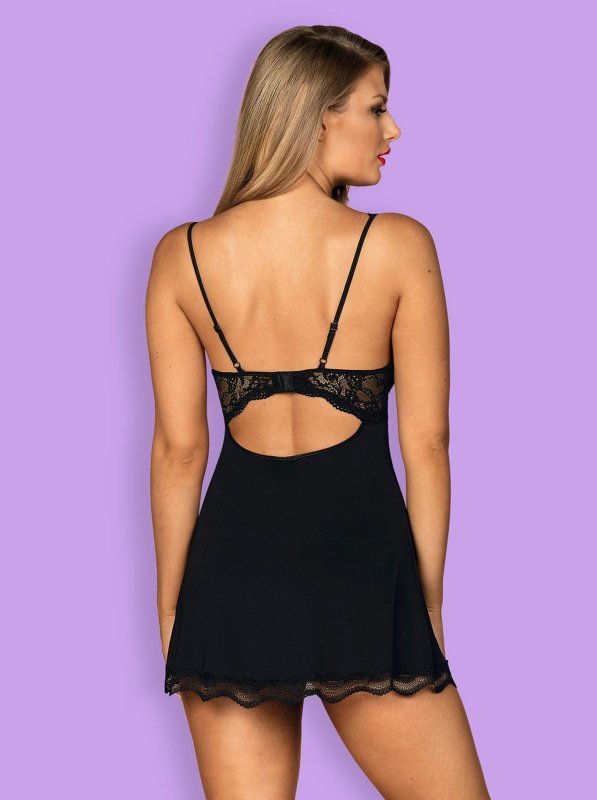 Obsessive koszulka nocna Luvae babydoll i stringi czarne XXL