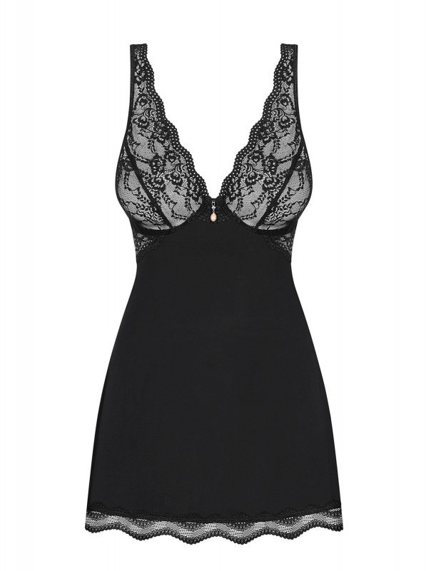 Obsessive koszulka nocna Luvae babydoll i stringi czarne XXL
