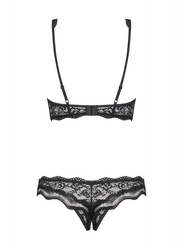 Obsessive Luvae komplet 2-częściowy otwarty czarny S/M