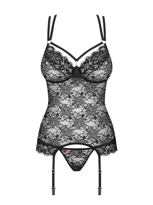 Obsessive 860-COR-1 gorset i stringi czarny L/XL