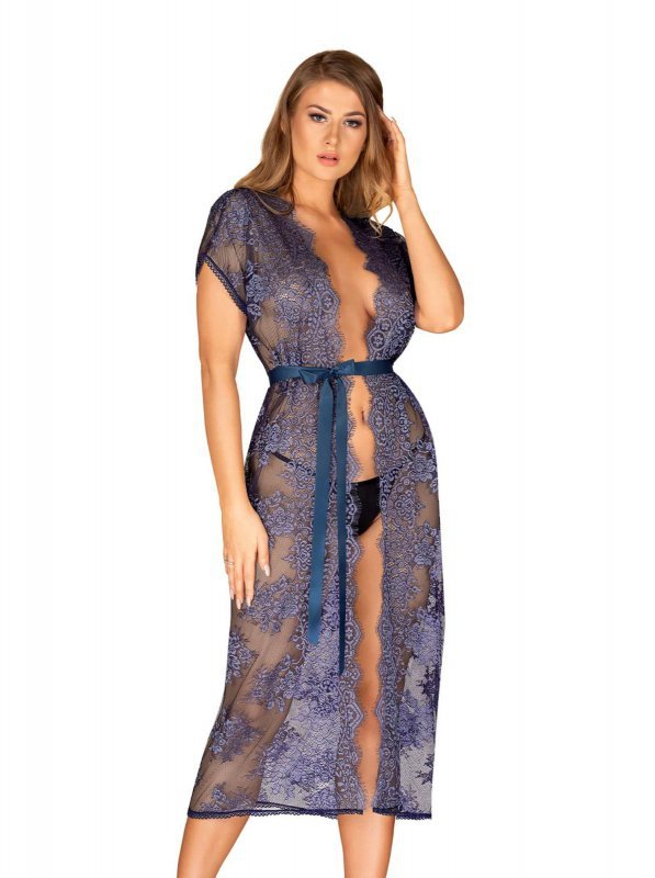 Obsessive Flowlace peniuar niebieski  S/M
