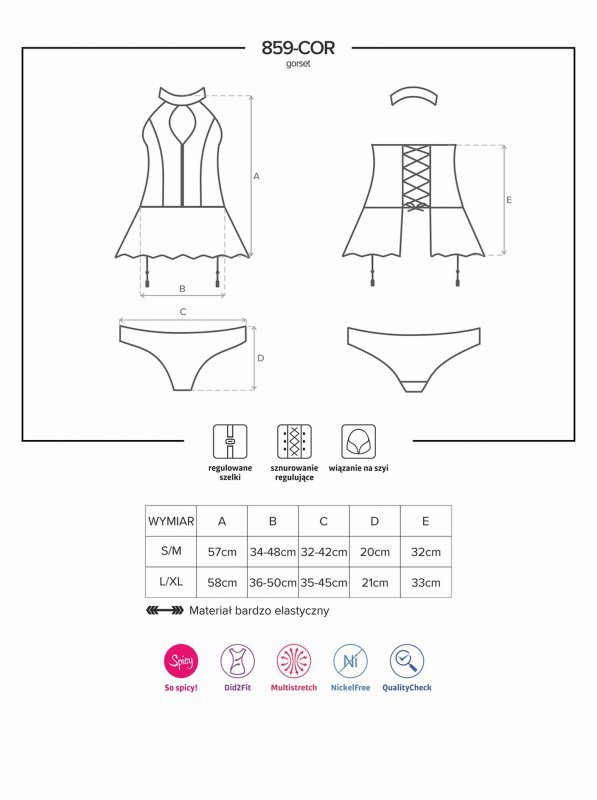 Bielizna 859-COR-1 gorset i figi L/XL