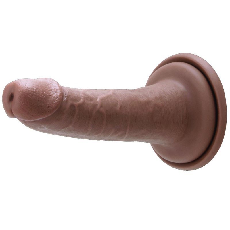 Karmelowy penis dildo na przyssawce bez jąder  16.5 cm