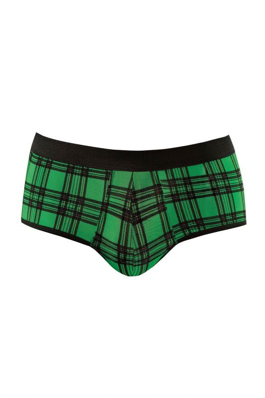 Sexy bokserki męskie jockstrapy zielona krata Magic jock bikini L