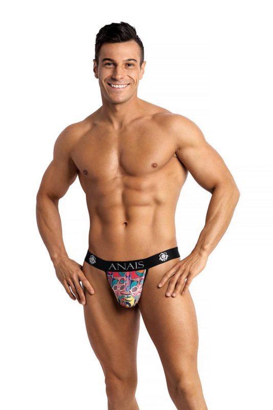Męskie jockstrapy majtki odkryte pośladki Comics jock strap M