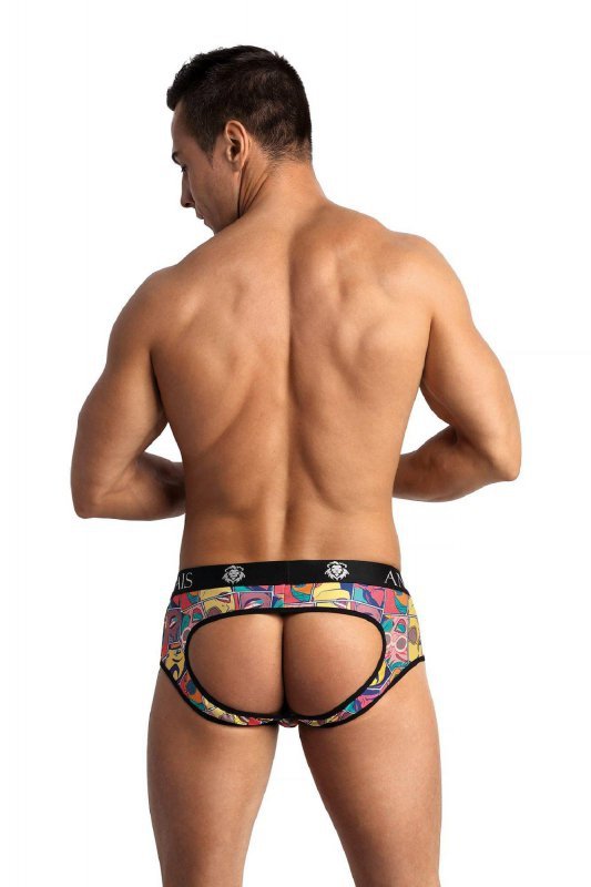 Męskie jockstrapy majtki odkryte pośladki Comics jock bikini L