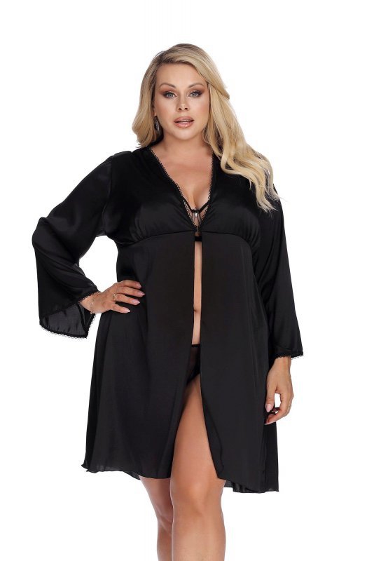 Laura black robe XXL+ (czarny szlafrok)