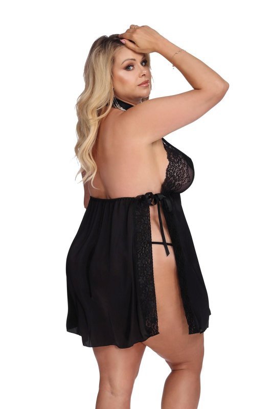 Laura black chemise L+ (czarna halka)