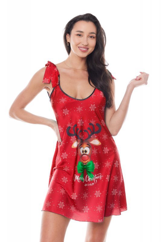 Damska halka koszulka Aster Chemise X-mas z reniferem czerwona XXL/XXXL