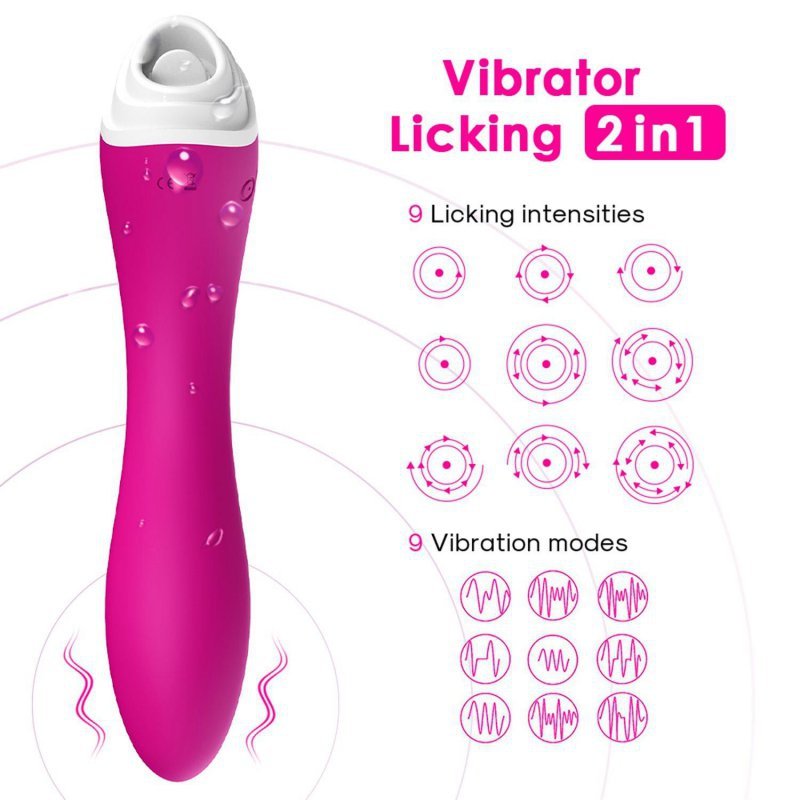 Dwustronny wibrator stymulator łechtaczki z języczkiem
