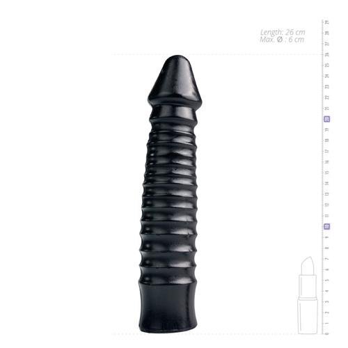 Dildo prążkowane czarne 26 cm