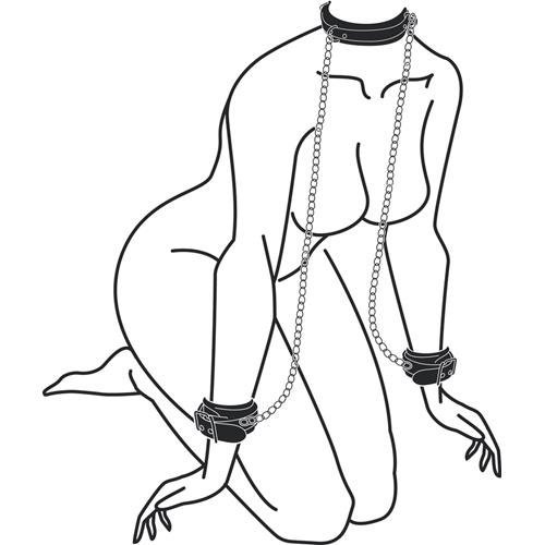 Kajdanki z obrożą Leather Collar With Handcuffs