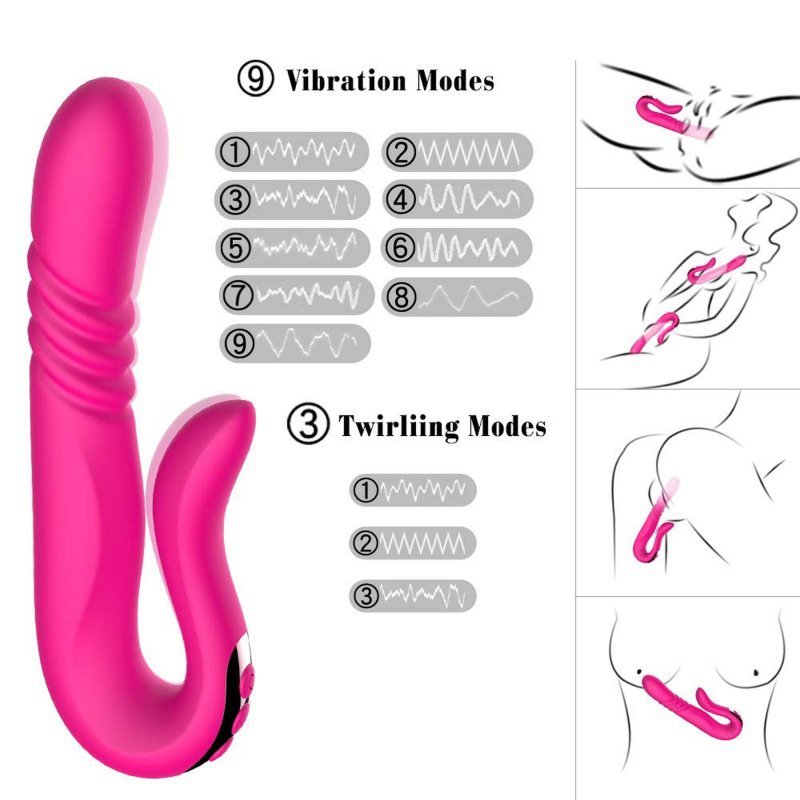 Wibrator damski Deluxe Twirling Vibrating Thruster RED