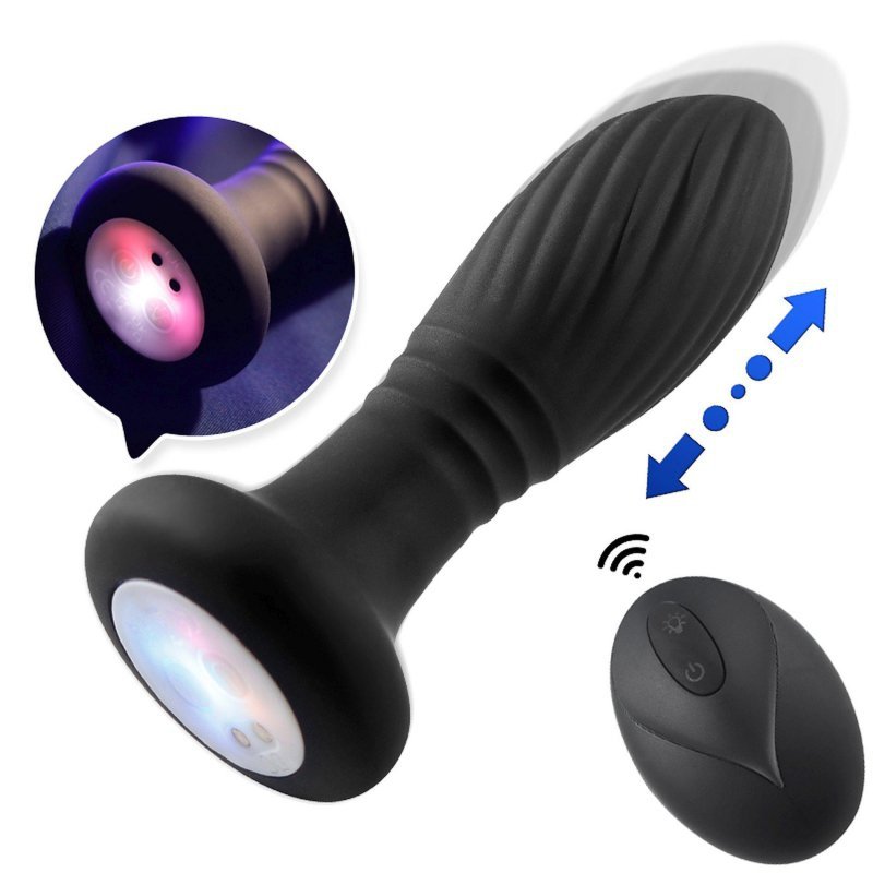Świecący korek analny z pilotem Lighting anal plug black