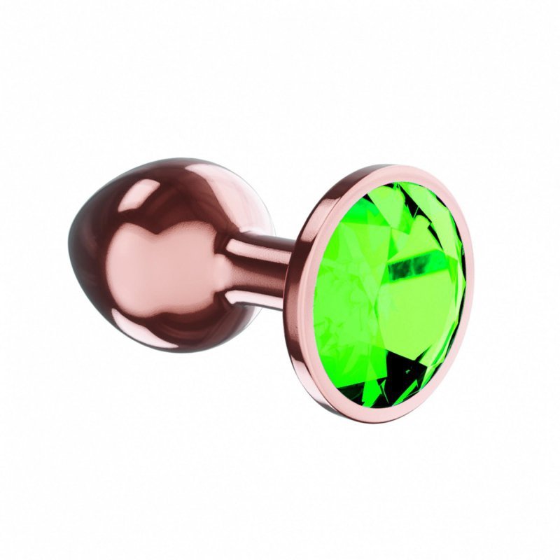 Złoty korek analny mały z kryształem Emerald Shine S 