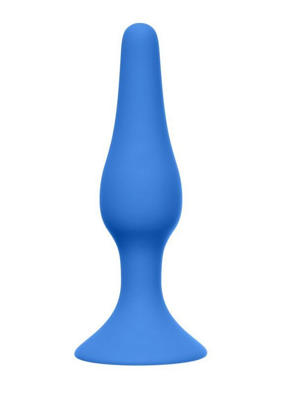 Wąski korek analny łezka plug na przyssawce niebieski