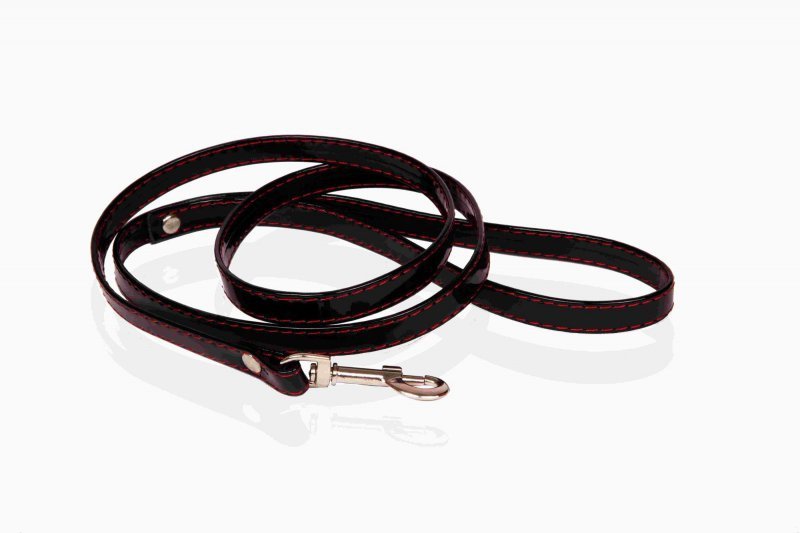 Whips lakier smycz BDSM do obroży czarna
