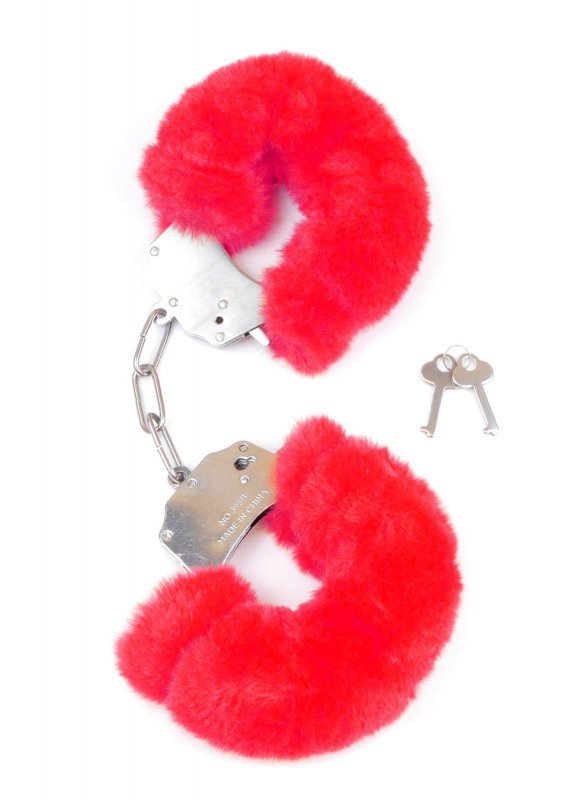 Kajdanki fetish boss series- furry cuffs red