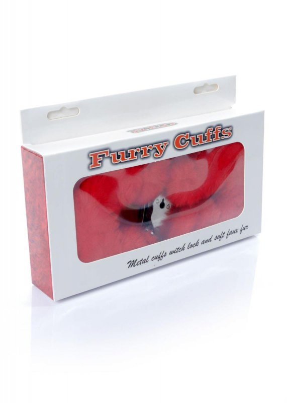 Kajdanki fetish boss series- furry cuffs red