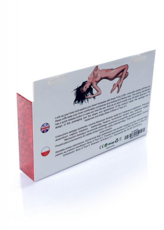 Kajdanki fetish boss series- furry cuffs red