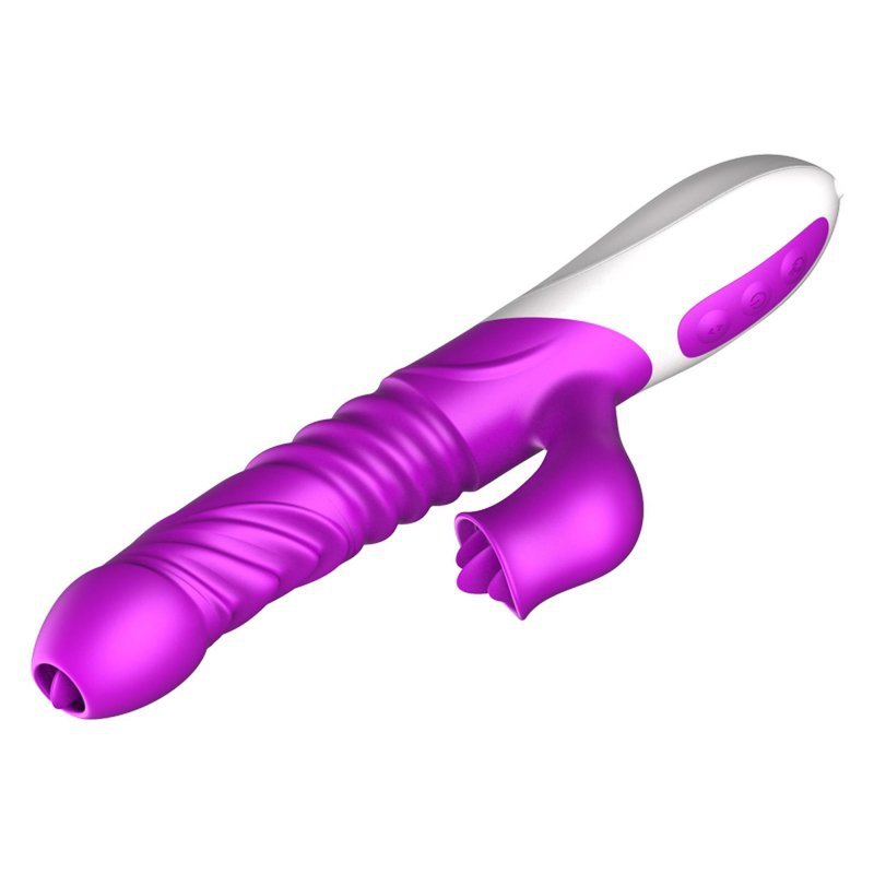 Posuwisty wibrator podgrzewany z języczkiem stymulator łechtaczki