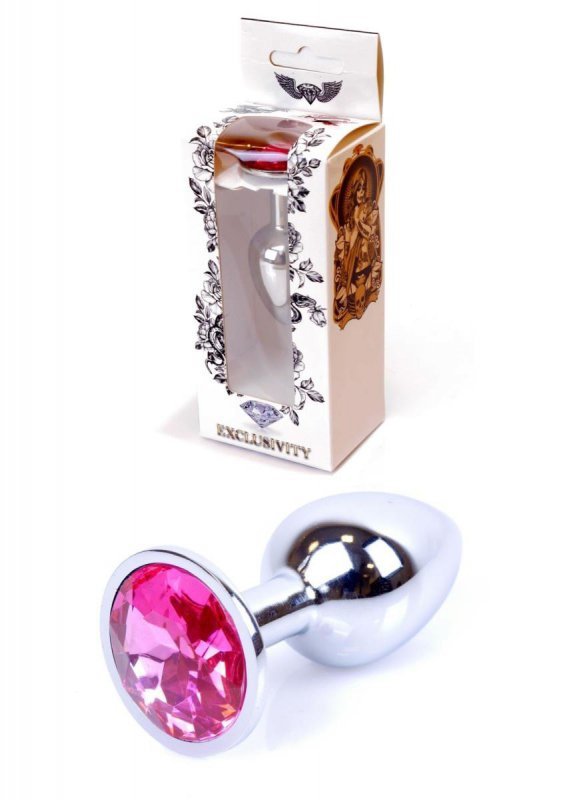 Korek analny z diamentem Jewellery Silver PLUG- Pink