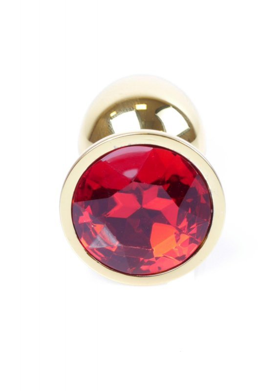 Złoty korek analny z diamentem Jewellery Gold PLUG- Red