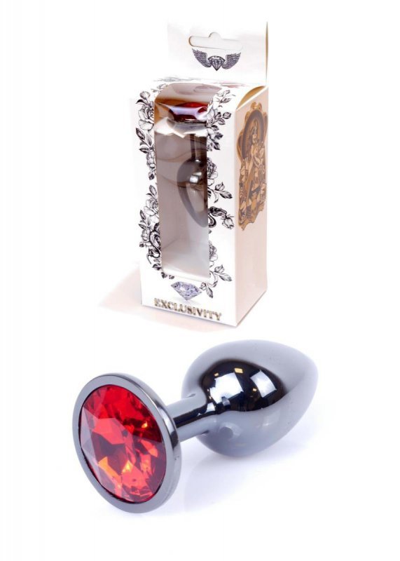Korek analny z kryształem Jewellery Dark Silver PLUG- Red
