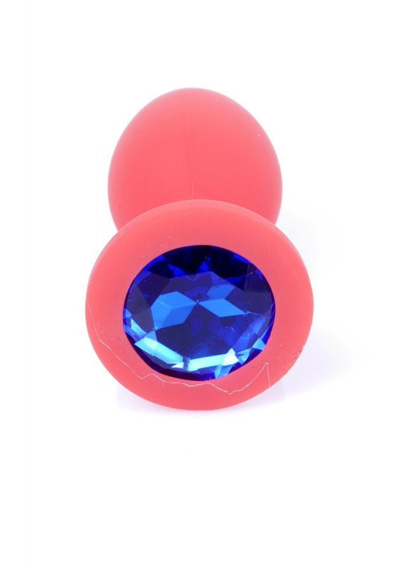Korek analny z diamentem silikon Jewellery Red Small- Blue Diamond
