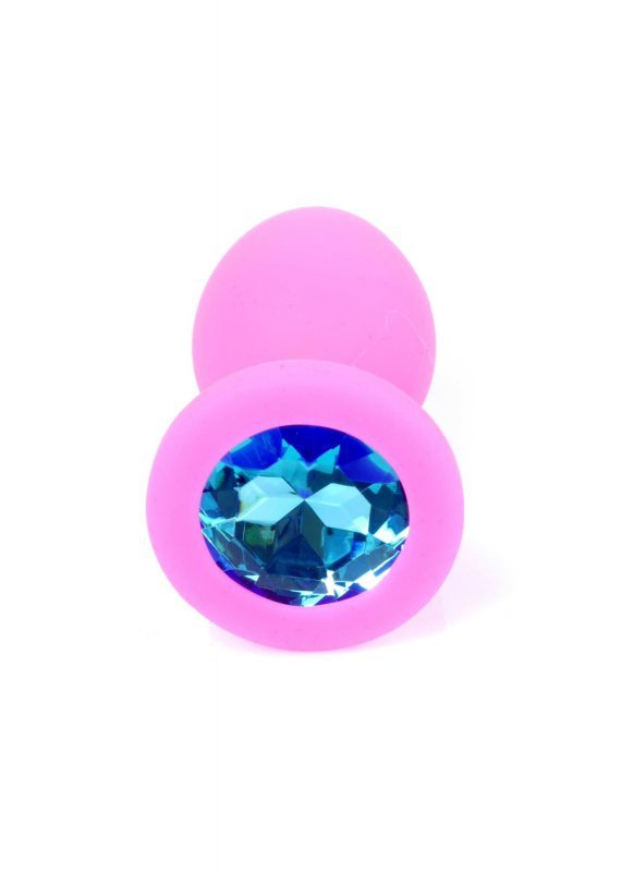 Korek analny z diamentem silikon Jewellery Pink Small- Light Blue Diamond