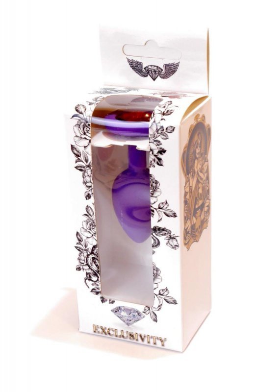 Korek analny z diamentem silikon Jewellery Purple Small- Red Diamond