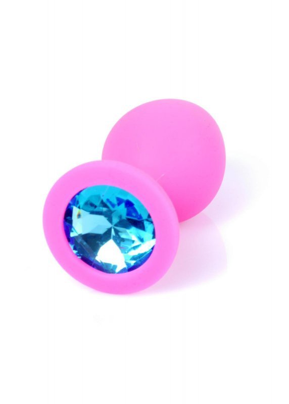 Silikonowy korek analny diament Jewellery Pink Medium- Light Blue Diamond