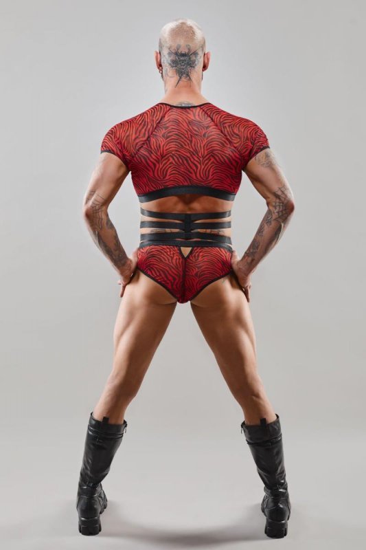 Męski krótki top chippendales z krótkimi rękawami - XL