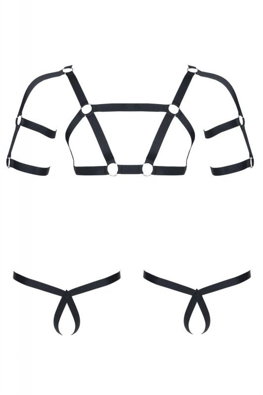 Męski  komplet z gumy: t-shirt z ozdobami z tyłu i przodu, 2 pack stringi S/M