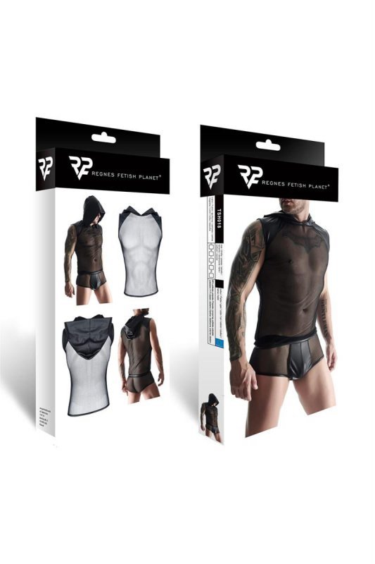 męski t-shirt bez rękawów, z kapturem L