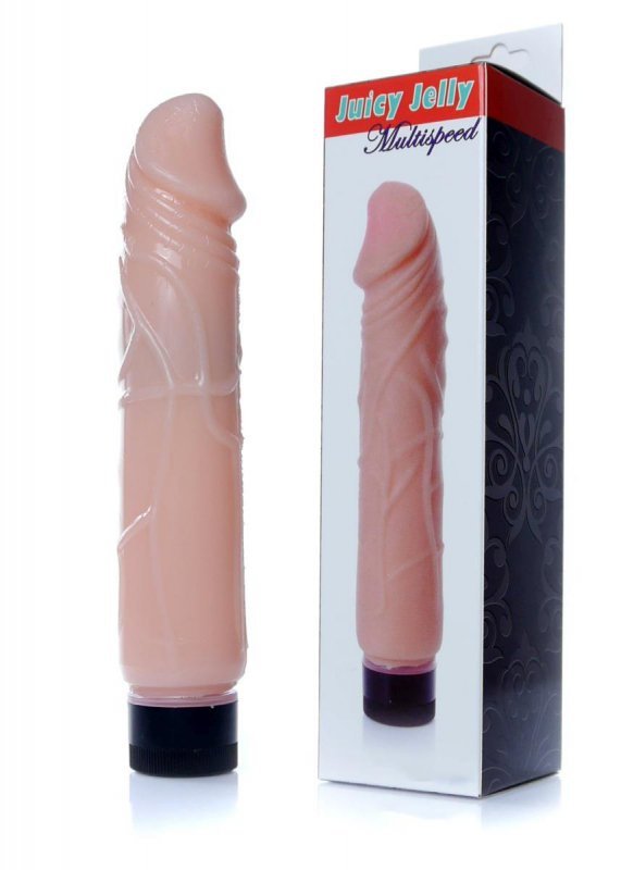 Mocny wibrator żelowy jak prawdziwy penis cielisty 22 cm