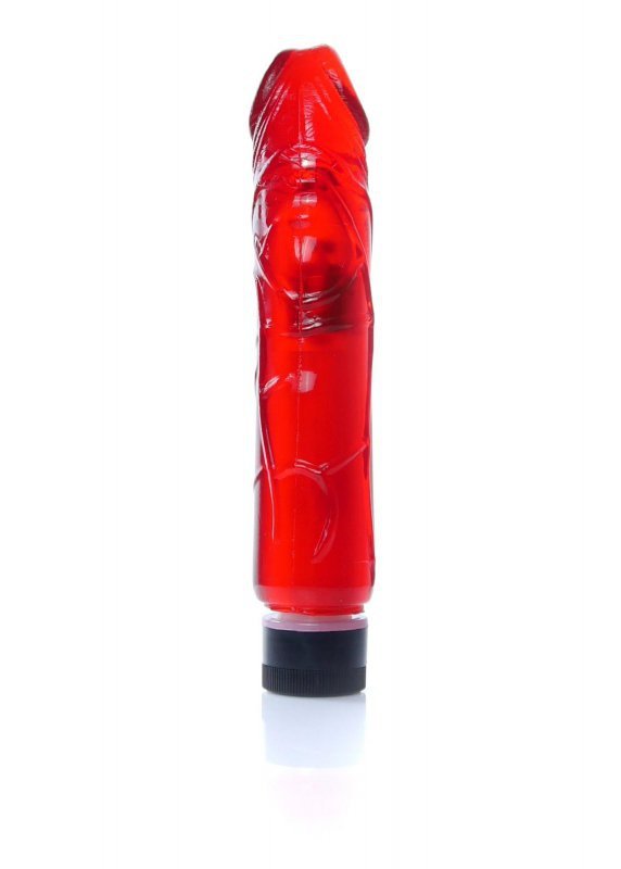Mocny wibrator żelowy jak prawdziwy penis czerwony 22 cm