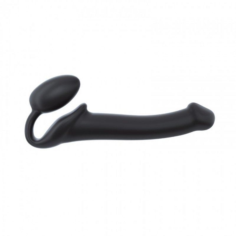 Dopochwowy Strapon dildo jajeczko podwójna przyjemność czarny 18 cm