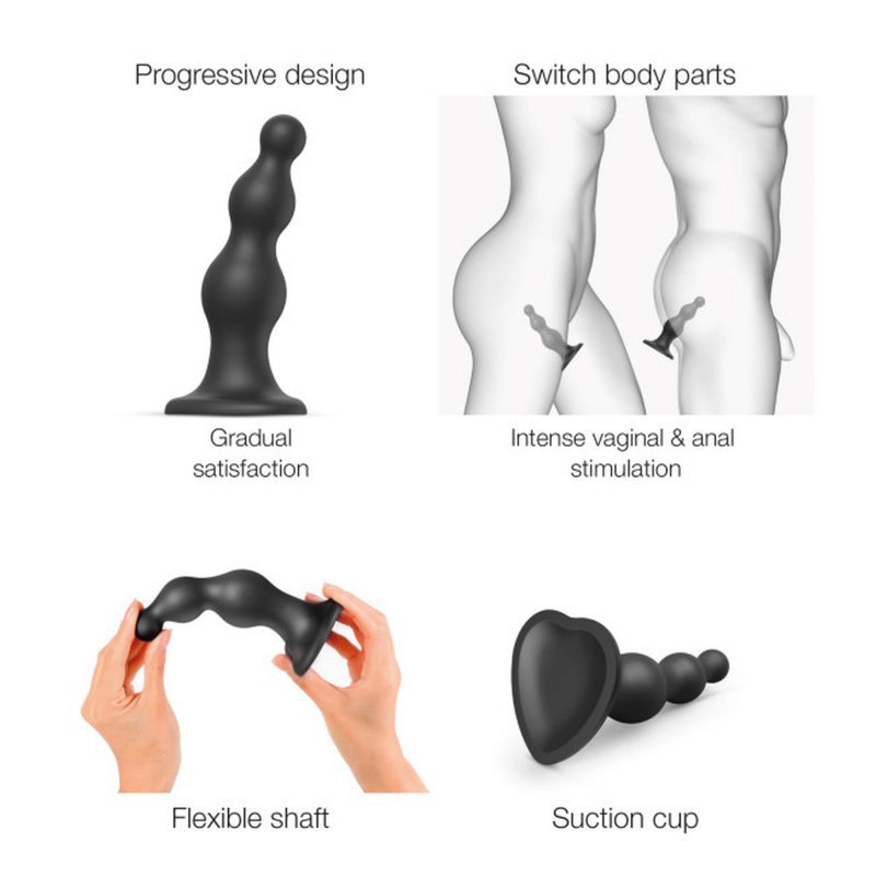 Kulkowe dildo analne na przyssawce korek czarny 12,8 cm