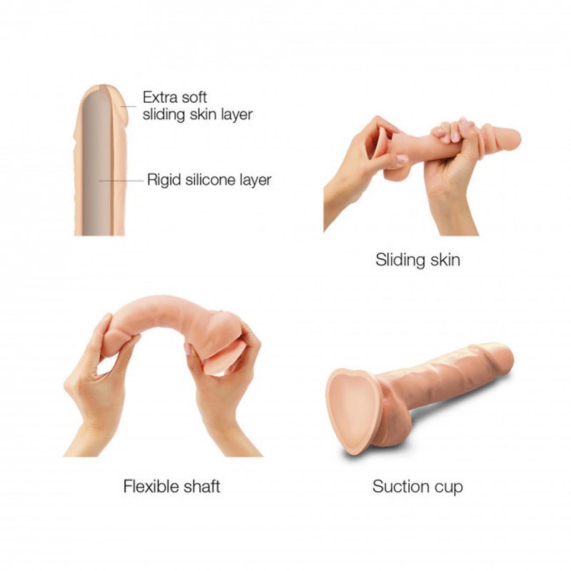 Penis dildo na przyssawce ruchoma skóra 15 cm