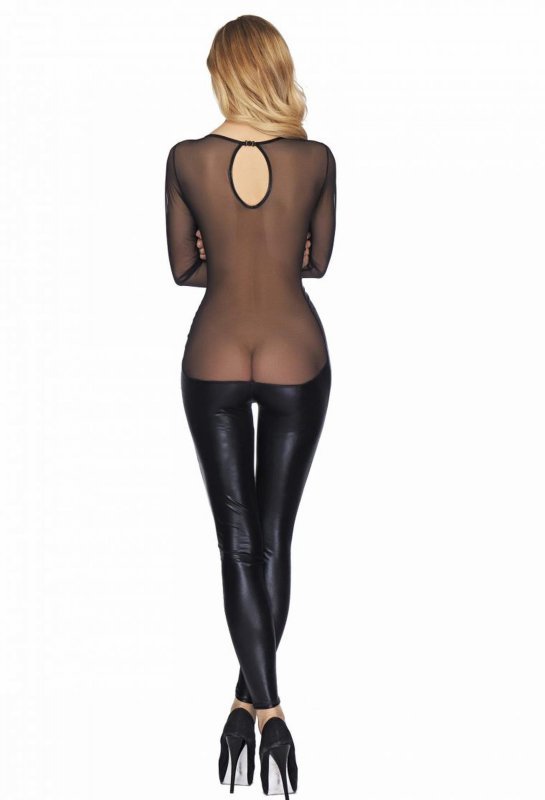 Błyszczący bodystocking z siatką Molina L/XL