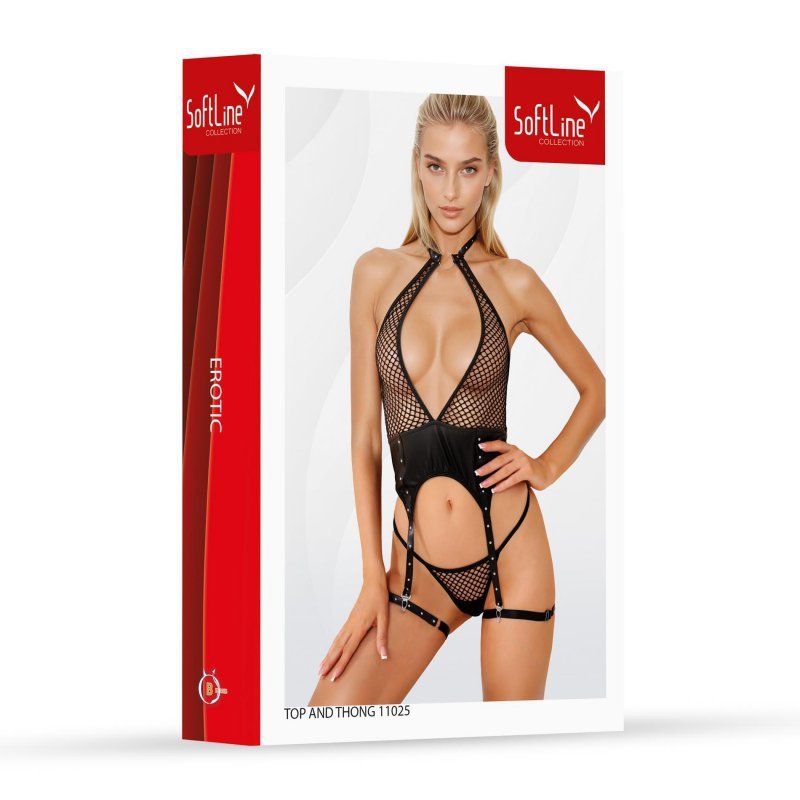 Zestaw top i stringi 11025 czarny 3XL