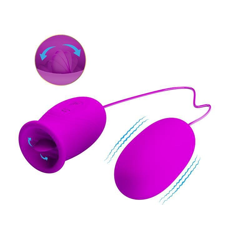 Podwójny stymulator jajeczko + języczek do łechtaczki Pretty Love Daisy Egg fiolet