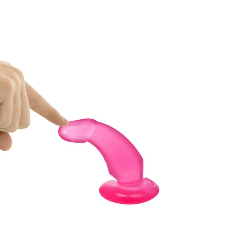 Dildo analne na przyssawce elastyczne różowe krzywe