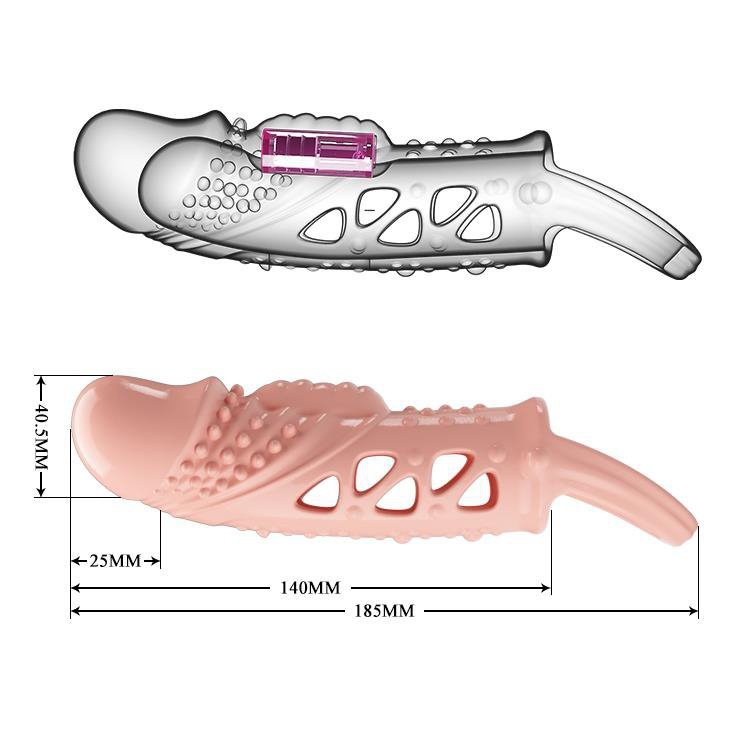 Przedłużka penisa z wibracją i pętlą na jądra 11.5cm / 14cm