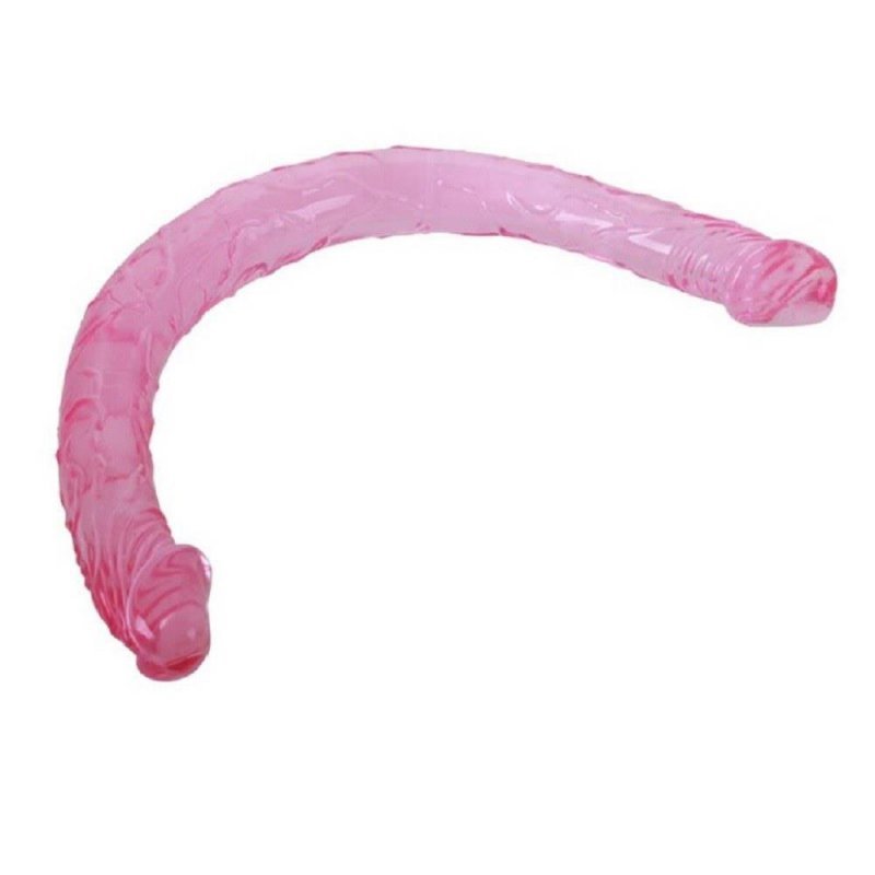 Podwójne elastyczne dildo xxl dla lesbijek różowe 45 cm