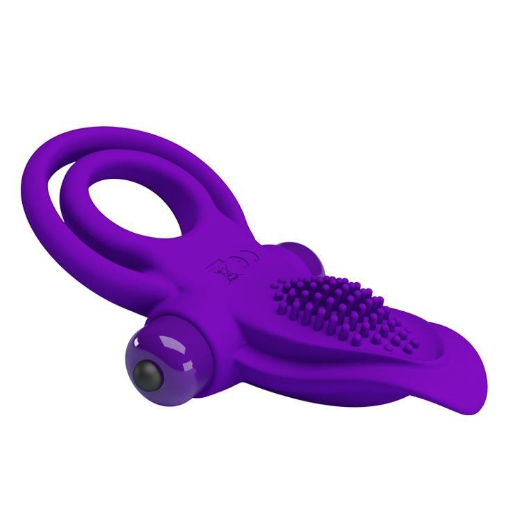 Wibrujący pierścień erekcyjny z masażerem Pretty Love Vibrant Penis Ring fiolet