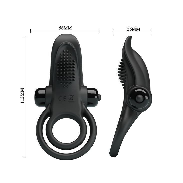Wibrujący pierścień erekcyjny z masażerem Pretty Love Vibrant Penis Ring czarny