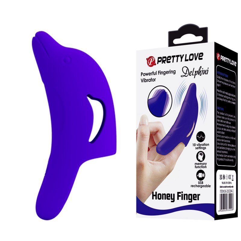 Wibrator na palec delfinek granatowy 10 funkcji wibracji